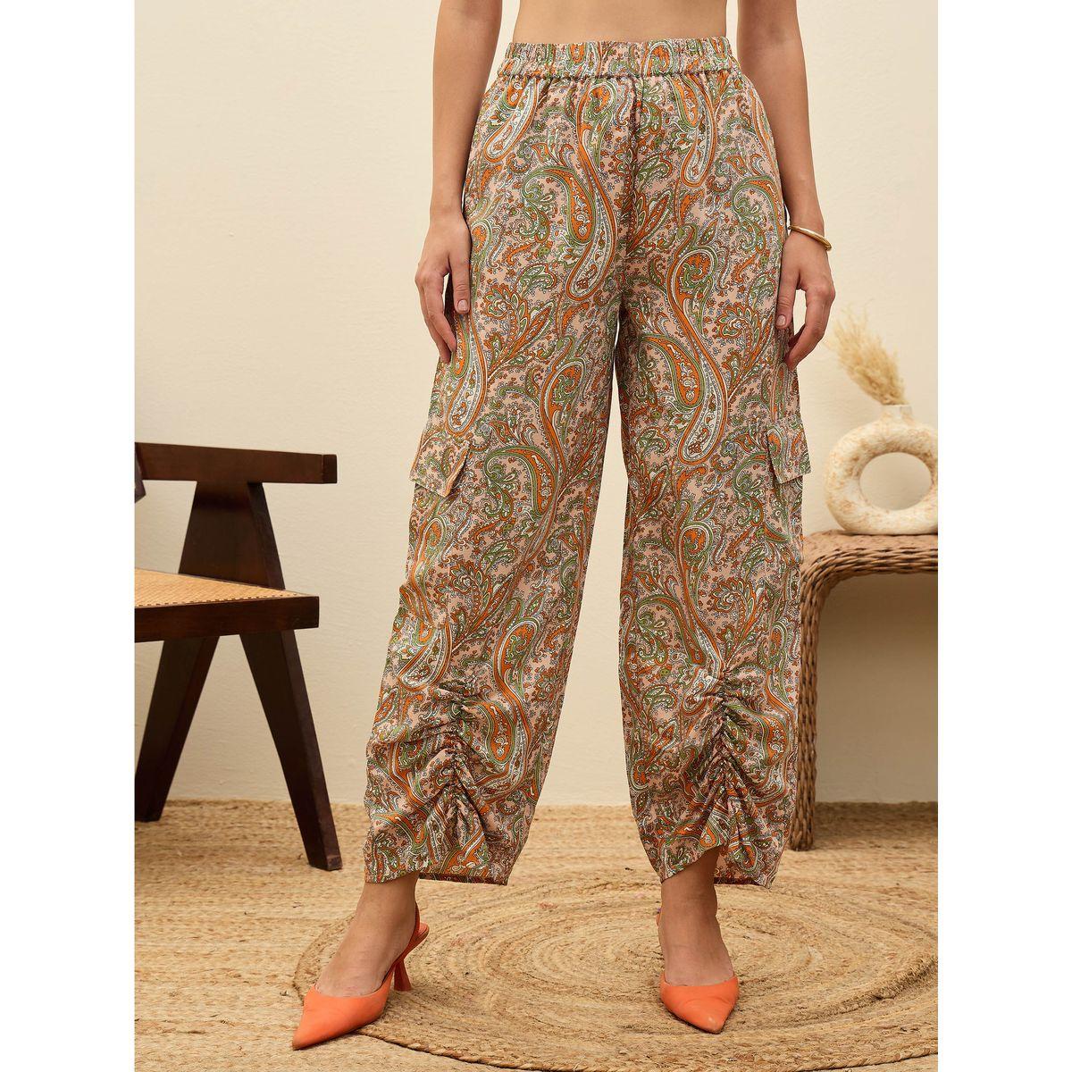 Sassafras Paisley Print Tie-Front Crop Top and Trousers Co-Ords-women-clothing-coordsets-image-7