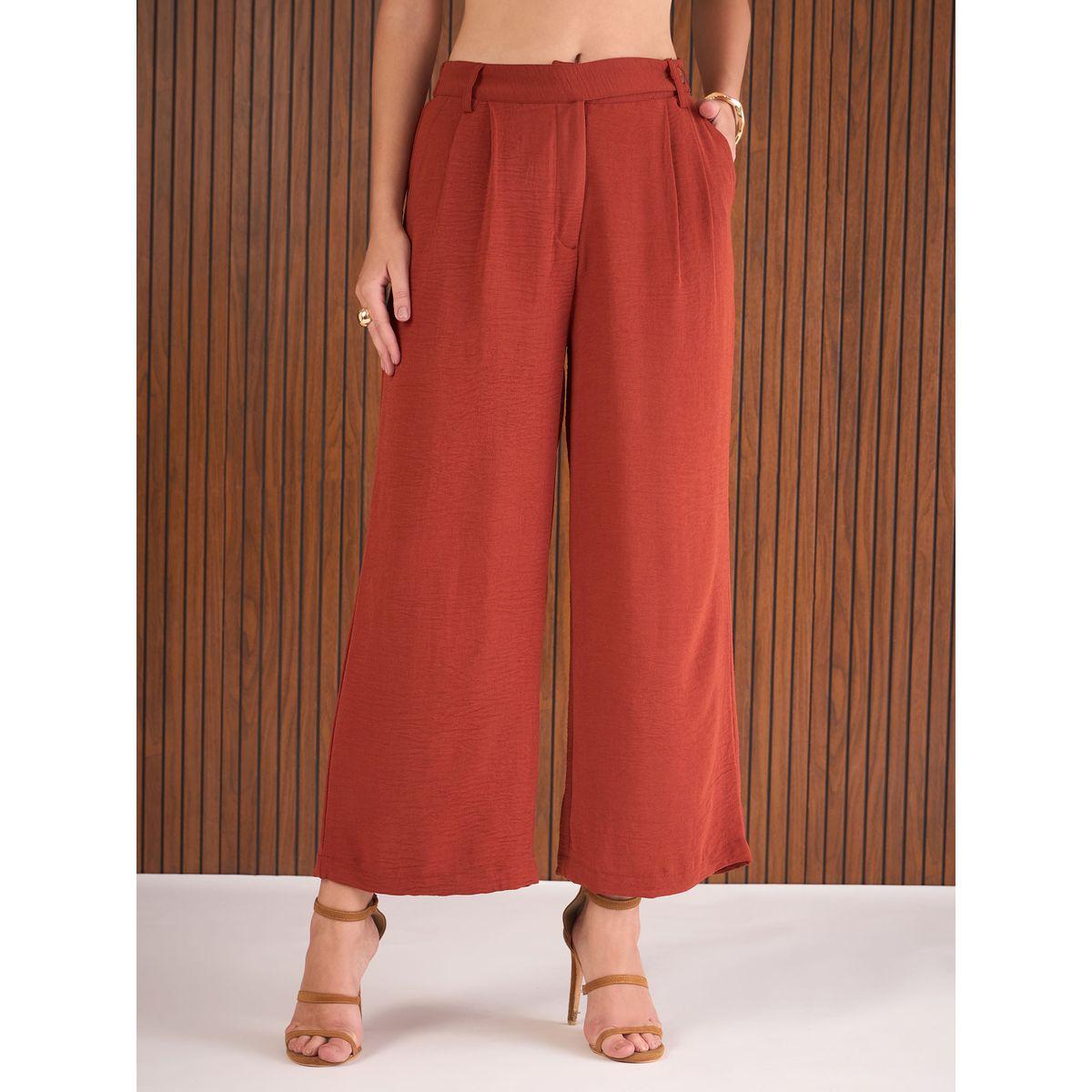 Sassafras Rust Notch Lapel Collar Shirt and Straight Pants Co-Ords-women-clothing-coordsets-image-7