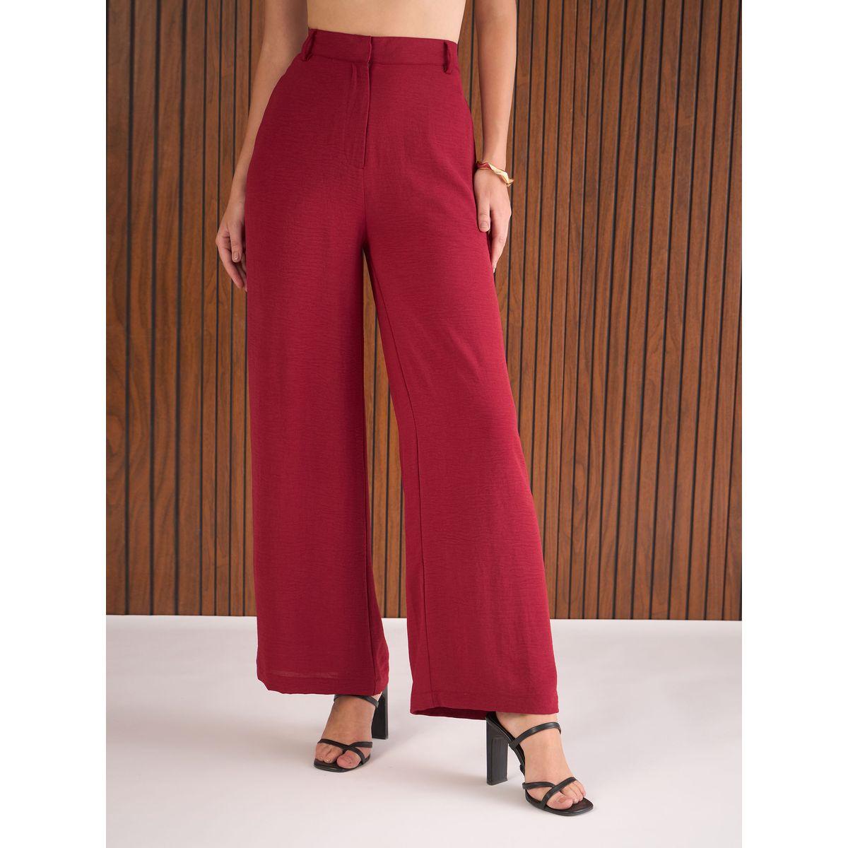 Sassafras Maroon Crop Waistcoat and Straight Pants Co-Ords-women-clothing-coordsets-image-7