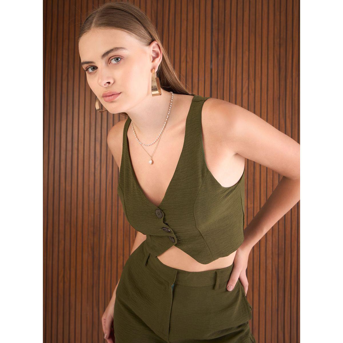 طقم منسق من بنطال بقصة أرجل مستقيمة ومعطف قصير-women-clothing-coordsets-image-4