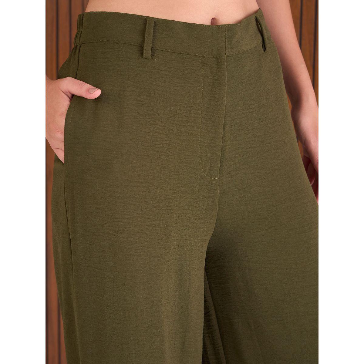 Sassafras Olive Crop Waistcoat and Straight Pants Co-Ords-women-clothing-coordsets-image-5