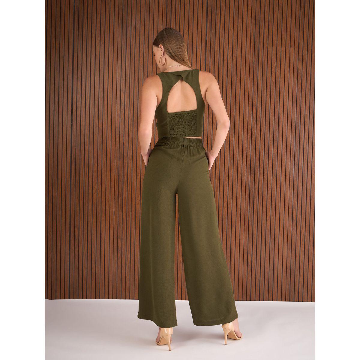 Sassafras Olive Crop Waistcoat and Straight Pants Co-Ords-women-clothing-coordsets-image-6