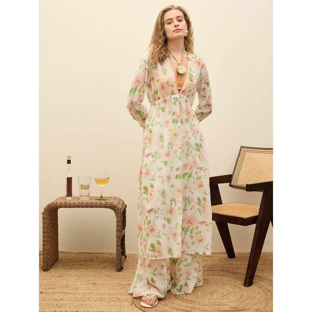 طقم منسق من بنطال بقصة أرجل واسعة وبلوزة بطبعة زهور-women-clothing-coordsets-image-8