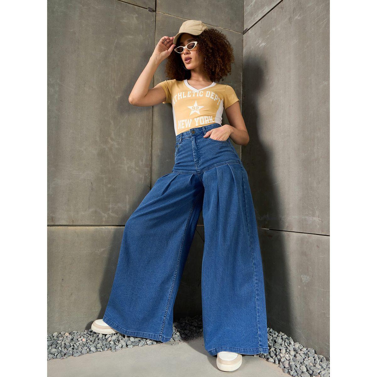 Sassafras Blue Washed Pleated Flared Jeans-women-clothing-bottoms-jeans-image-2