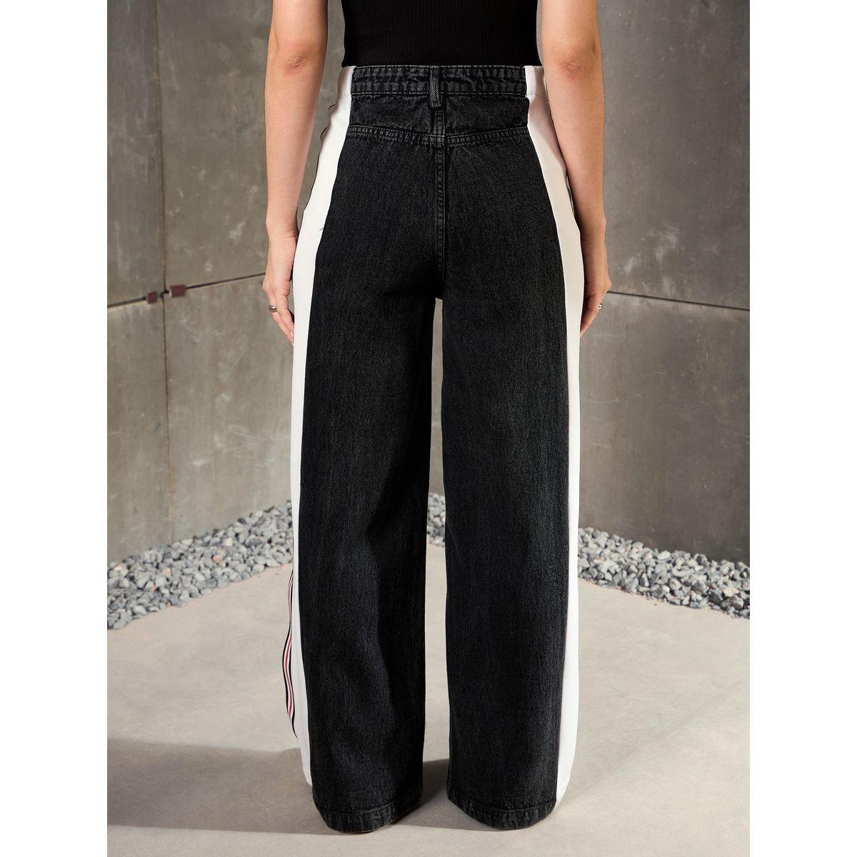 Sassafras Black Washed Side Tape Wide Leg Jeans-women-clothing-bottoms-jeans-image-5