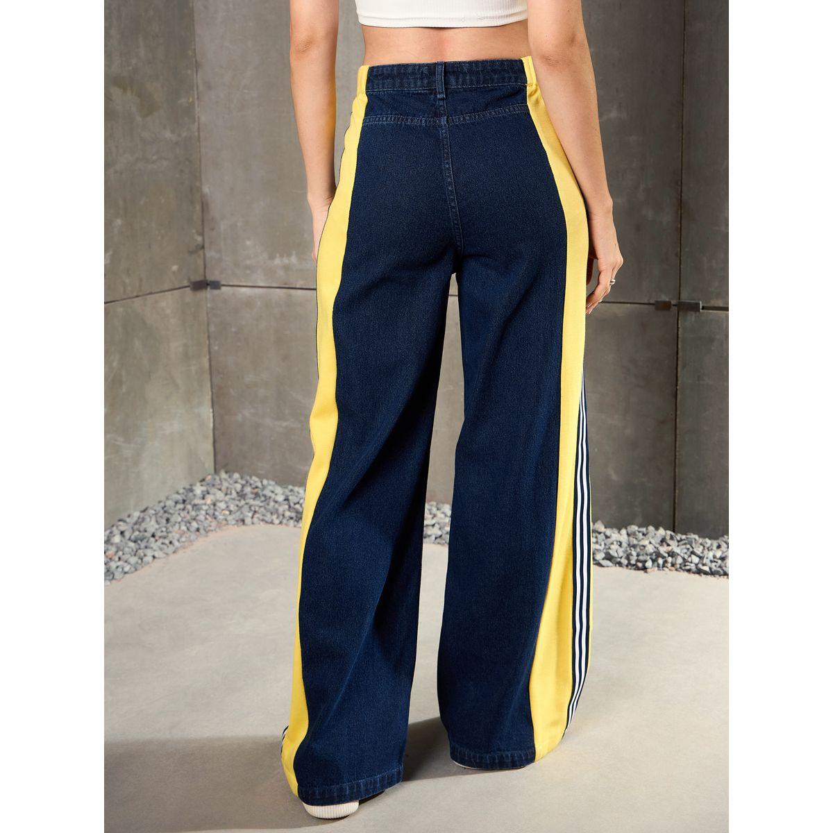 Sassafras Blue Washed Side Tape Wide Leg Jeans-women-clothing-bottoms-jeans-image-5