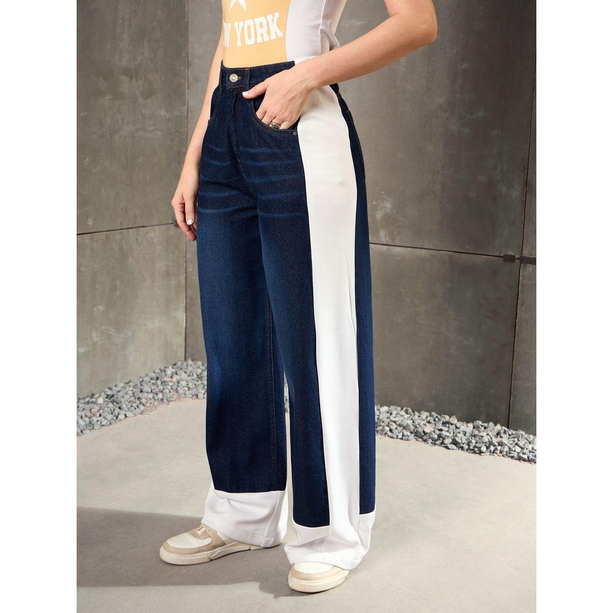بنطال جينز بقصة أرجل واسعة بنمط كُتل الألوان-women-clothing-bottoms-jeans-image-3