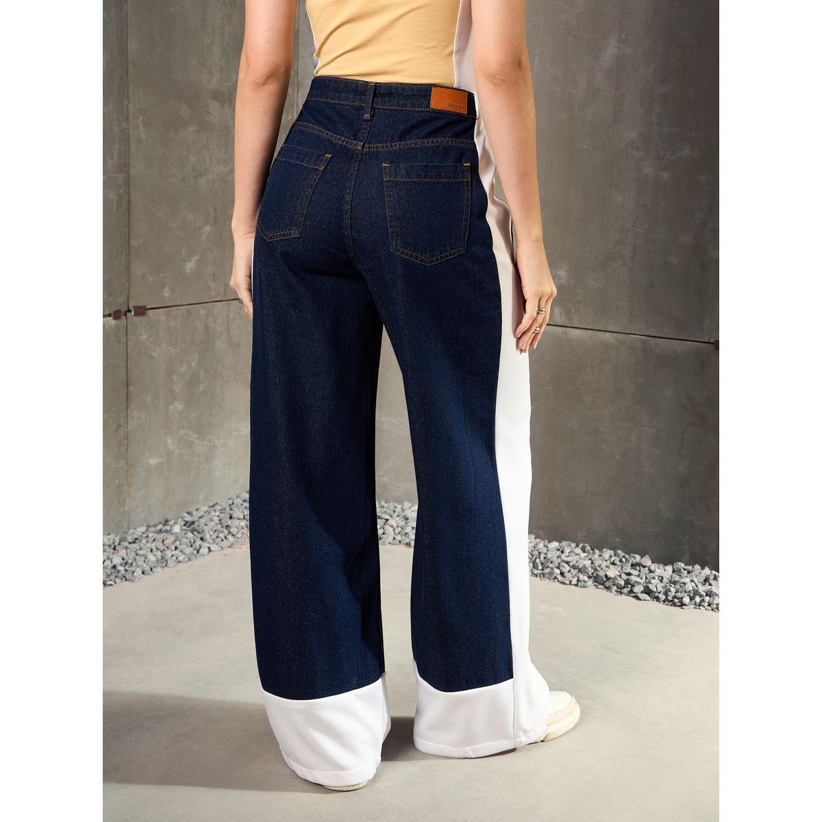 بنطال جينز بقصة أرجل واسعة بنمط كُتل الألوان-women-clothing-bottoms-jeans-image-5