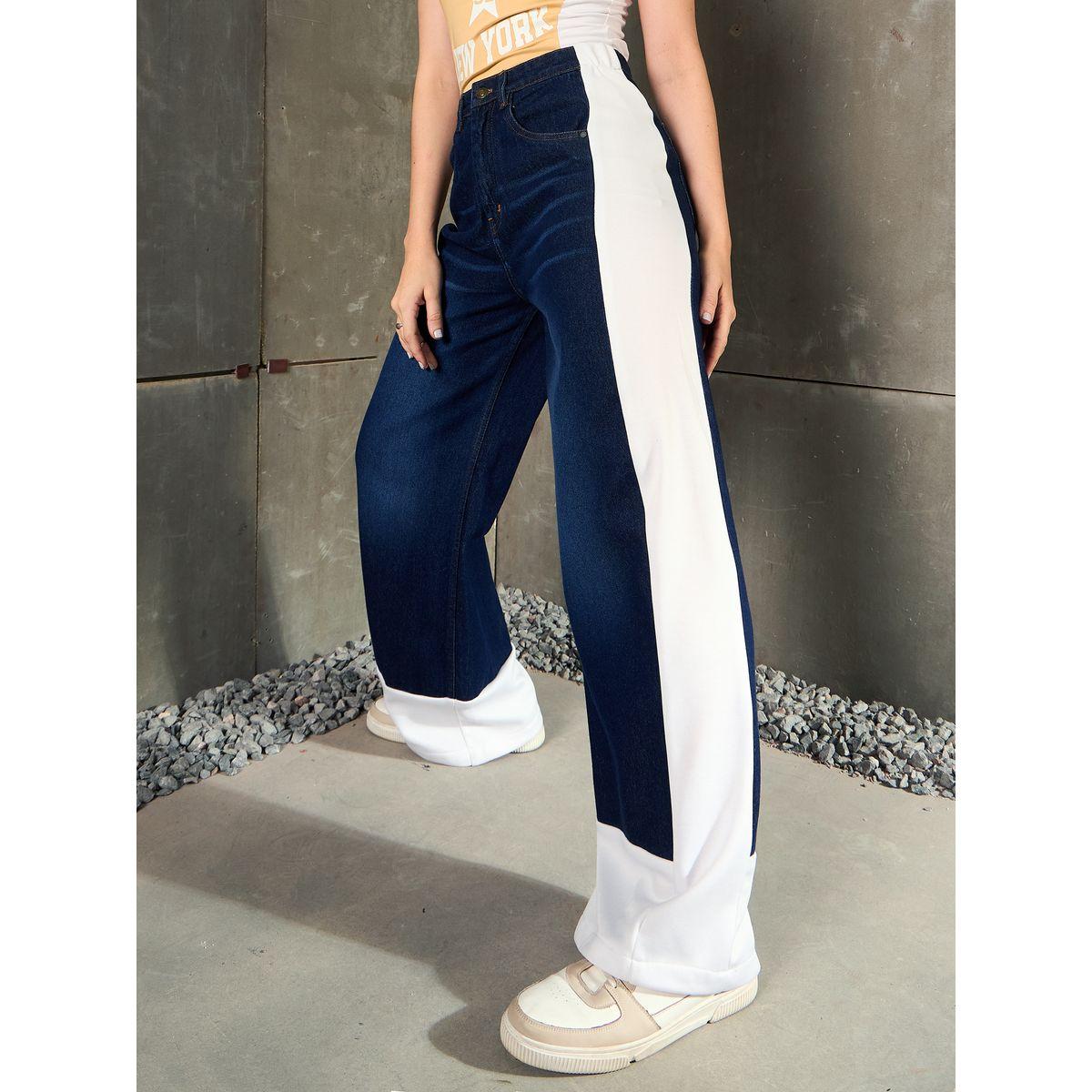 بنطال جينز بقصة أرجل واسعة بنمط كُتل الألوان-women-clothing-bottoms-jeans-image-6