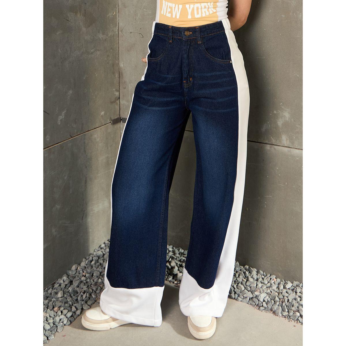 بنطال جينز بقصة أرجل واسعة بنمط كُتل الألوان-women-clothing-bottoms-jeans-image-8