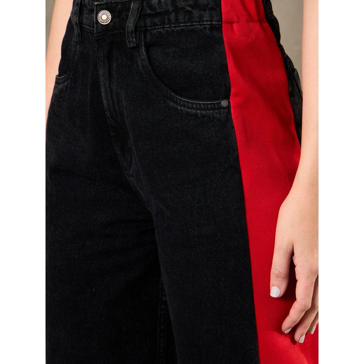 Sassafras Black Washed Side Color Block Wide Leg Jeans-women-clothing-bottoms-jeans-image-4