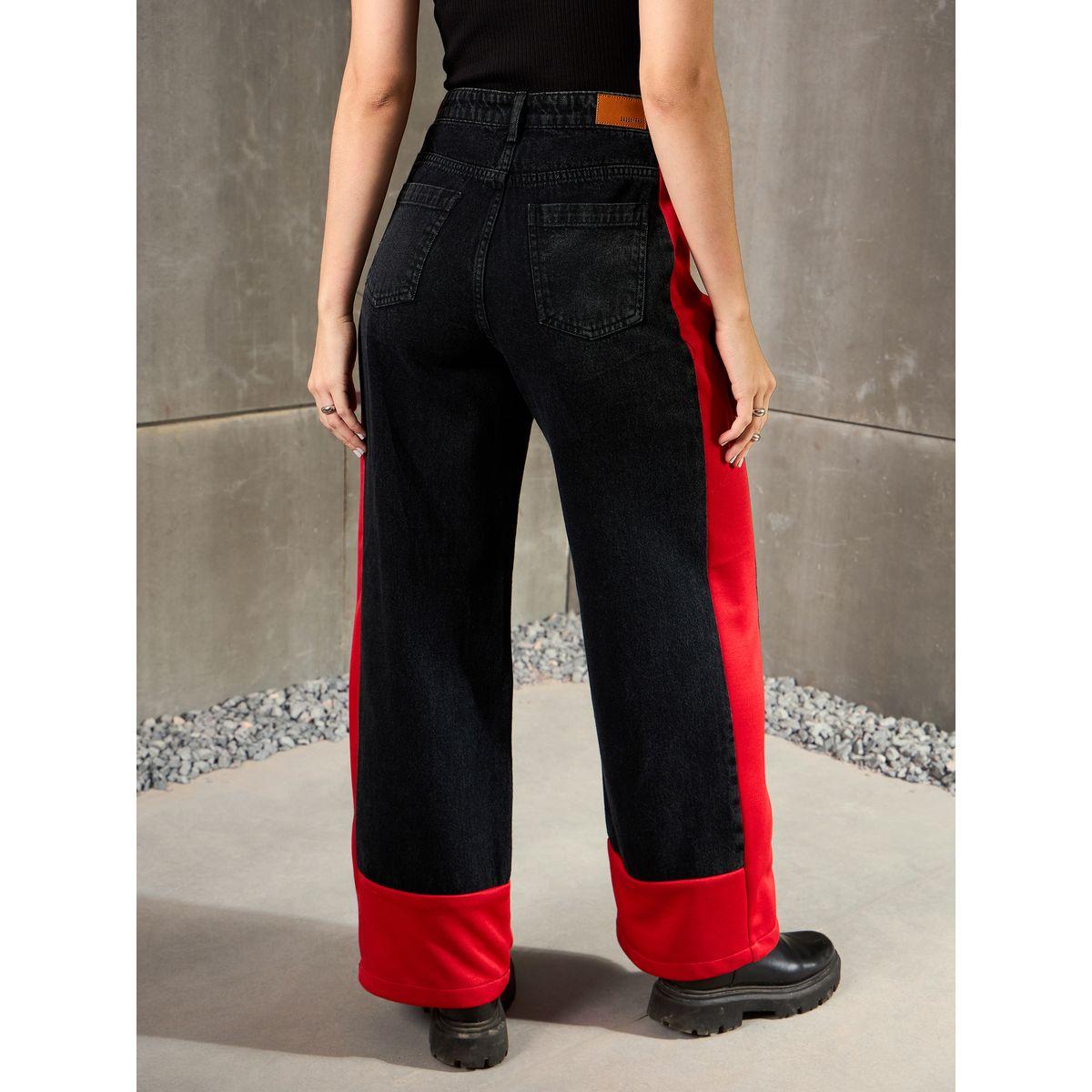Sassafras Black Washed Side Color Block Wide Leg Jeans-women-clothing-bottoms-jeans-image-5