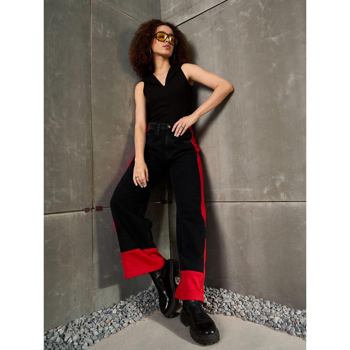 بنطال جينز بقصة أرجل واسعة بنمط كُتل الألوان-women-clothing-bottoms-jeans-image-6