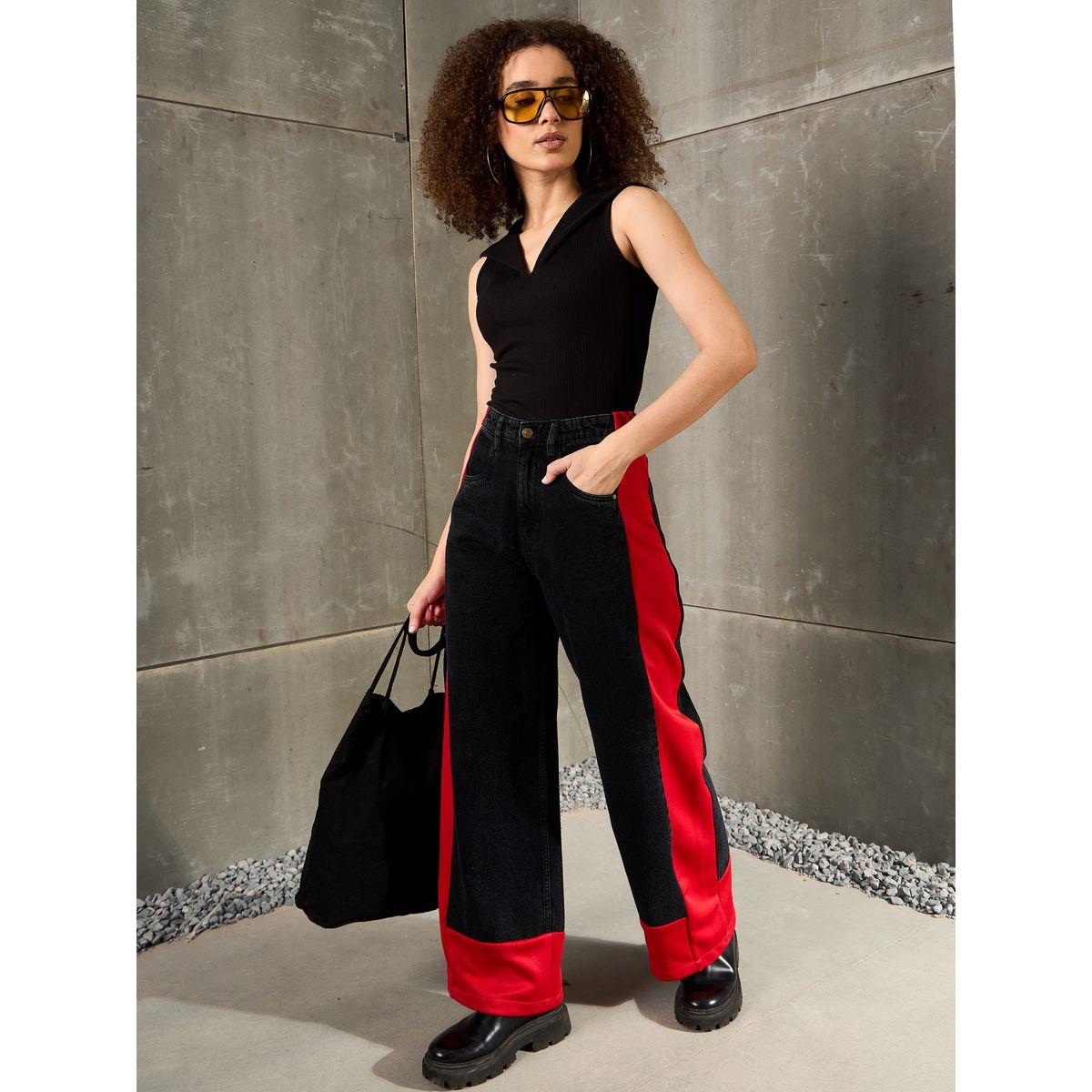 بنطال جينز بقصة أرجل واسعة بنمط كُتل الألوان-women-clothing-bottoms-jeans-image-7