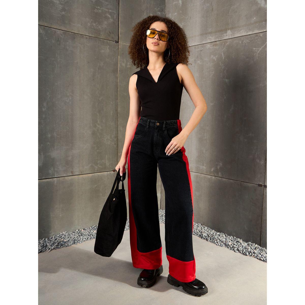 Sassafras Black Washed Side Color Block Wide Leg Jeans-women-clothing-bottoms-jeans-image-8