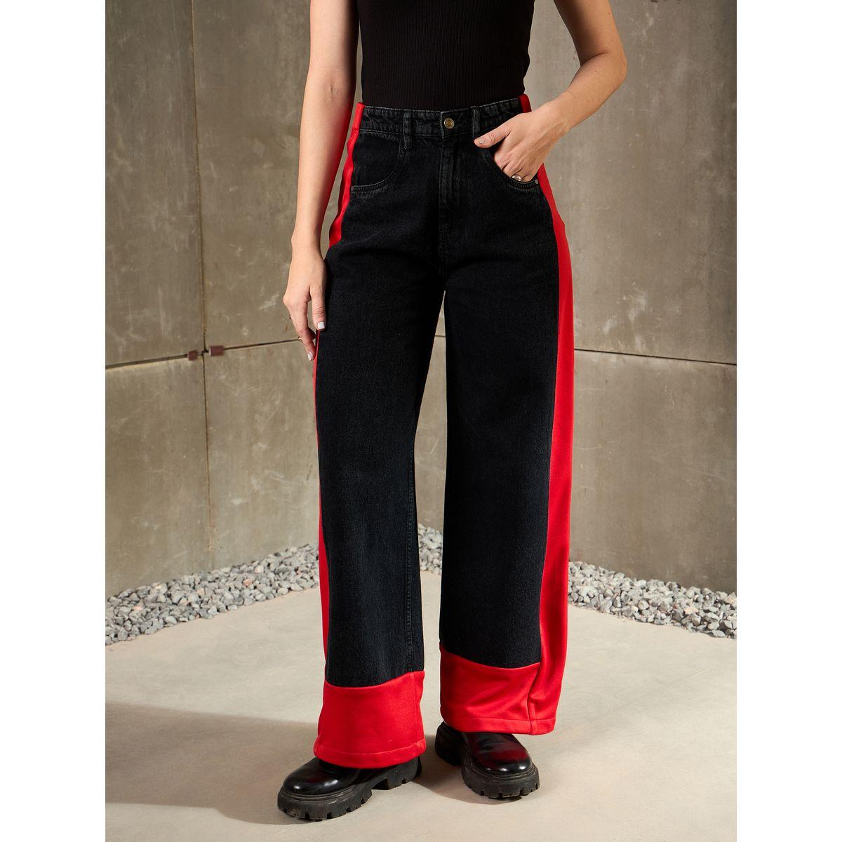 بنطال جينز بقصة أرجل واسعة بنمط كُتل الألوان-women-clothing-bottoms-jeans-image-9