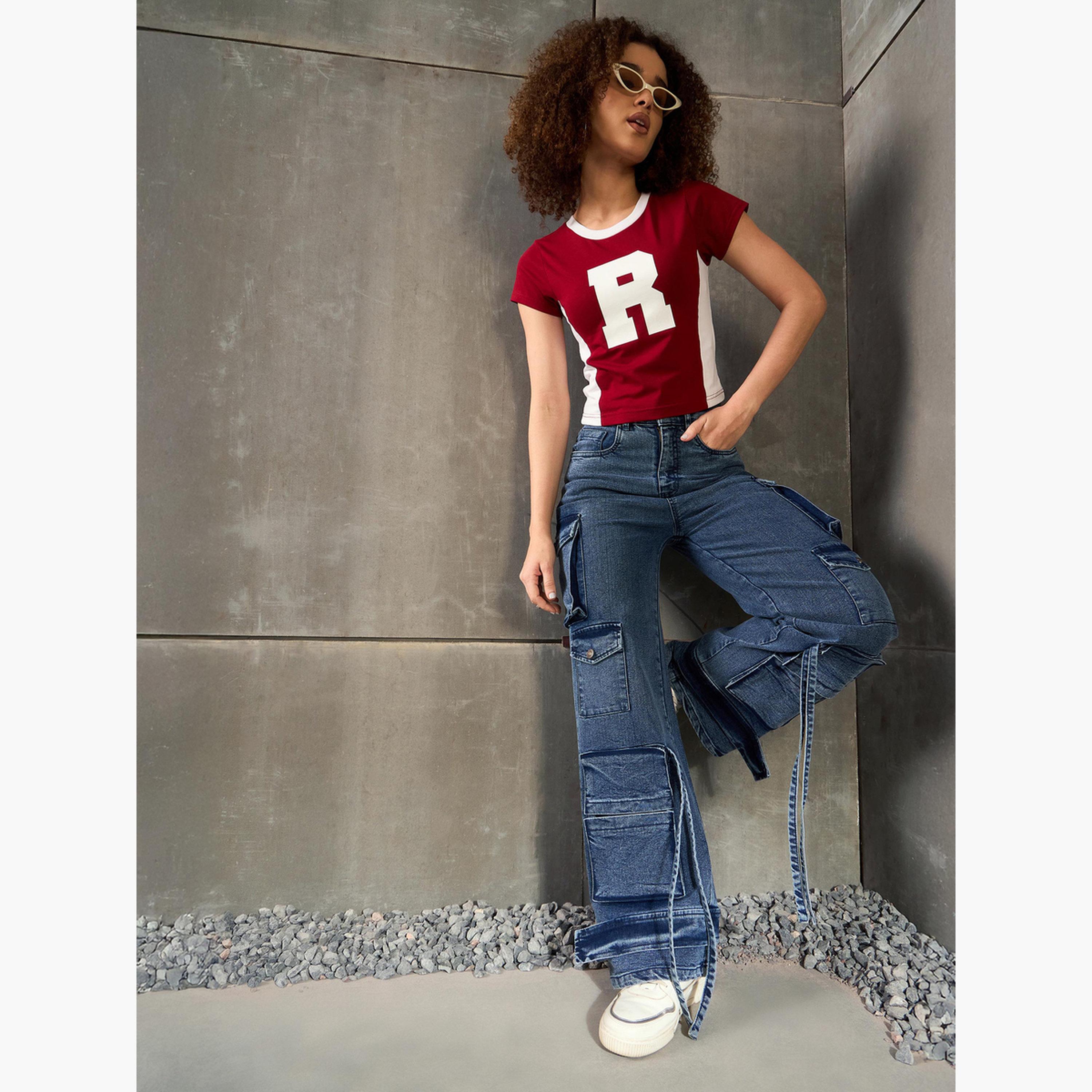 ساسافراس - بنطال جينز كارغو متعدد الجيوب لون أزرق-women-clothing-bottoms-jeans-image-6