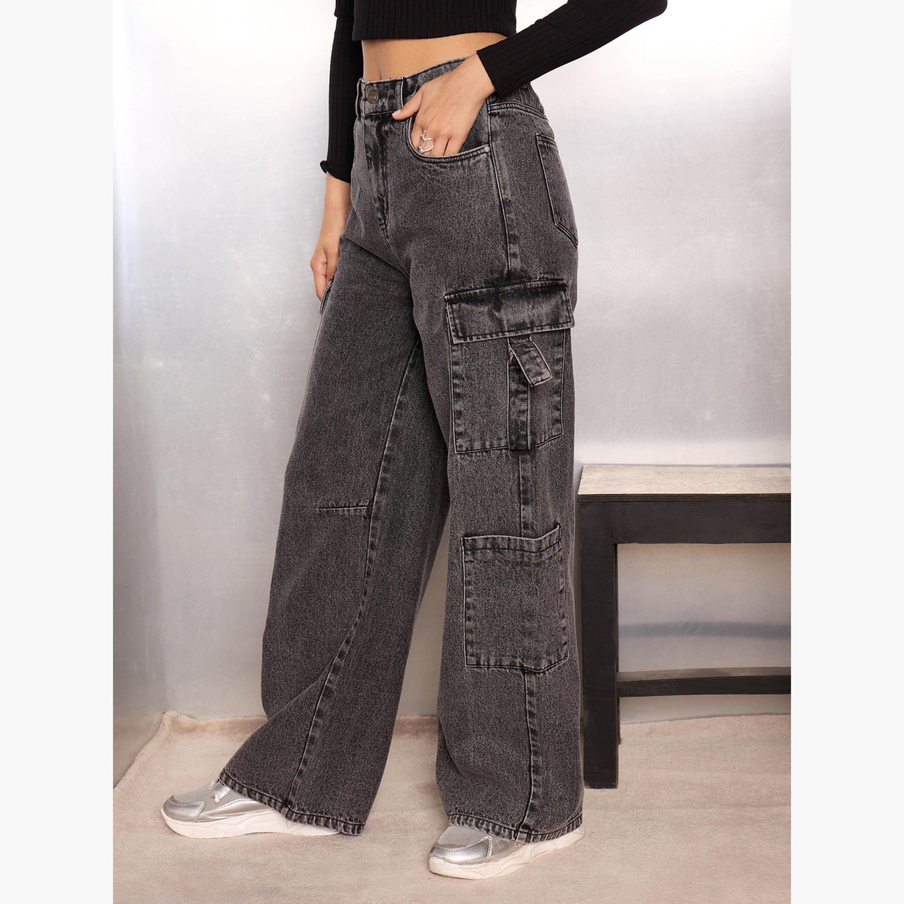 Sassafras Women Grey Washed Cargo Jeans-women-clothing-bottoms-jeans-image-3