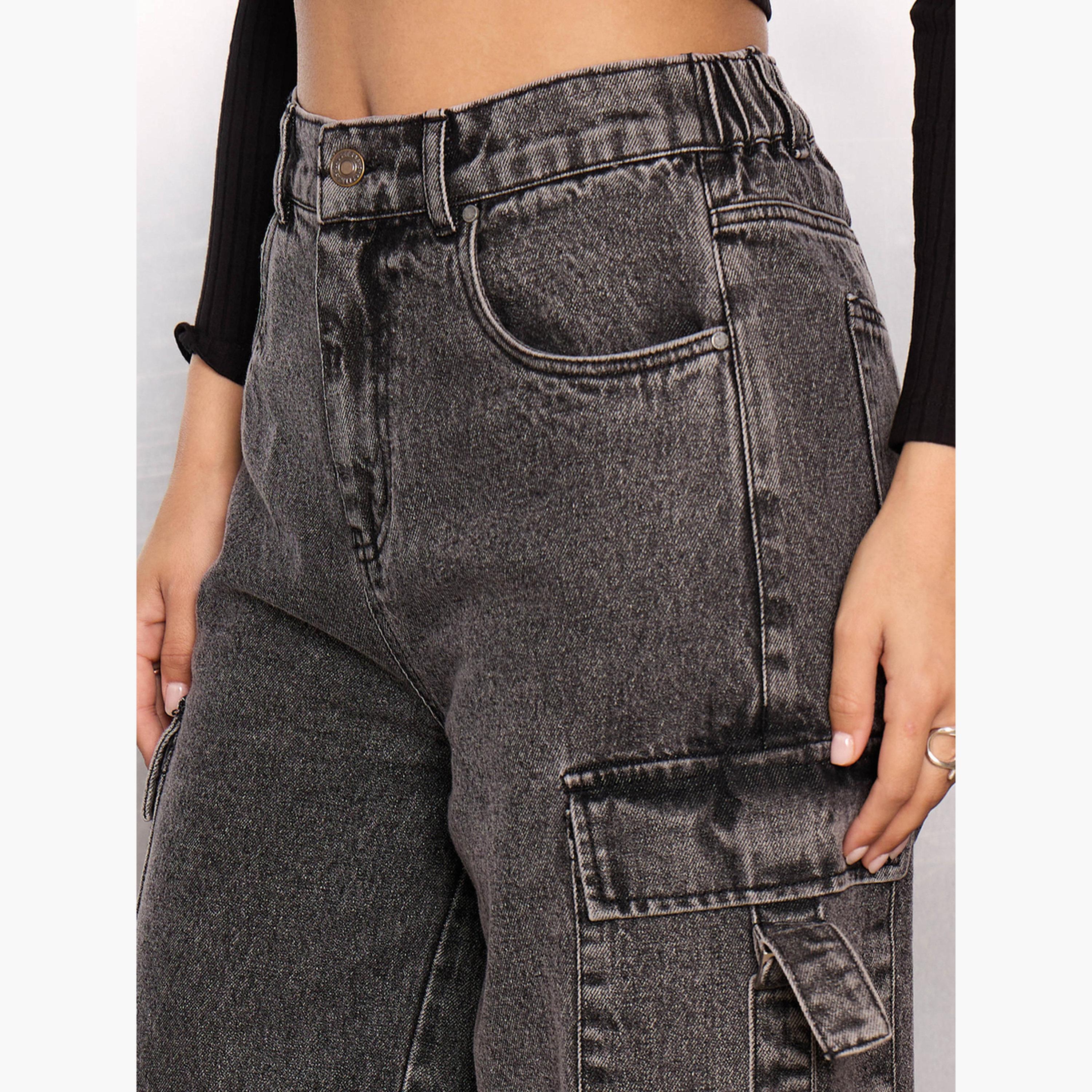Sassafras Women Grey Washed Cargo Jeans-women-clothing-bottoms-jeans-image-4