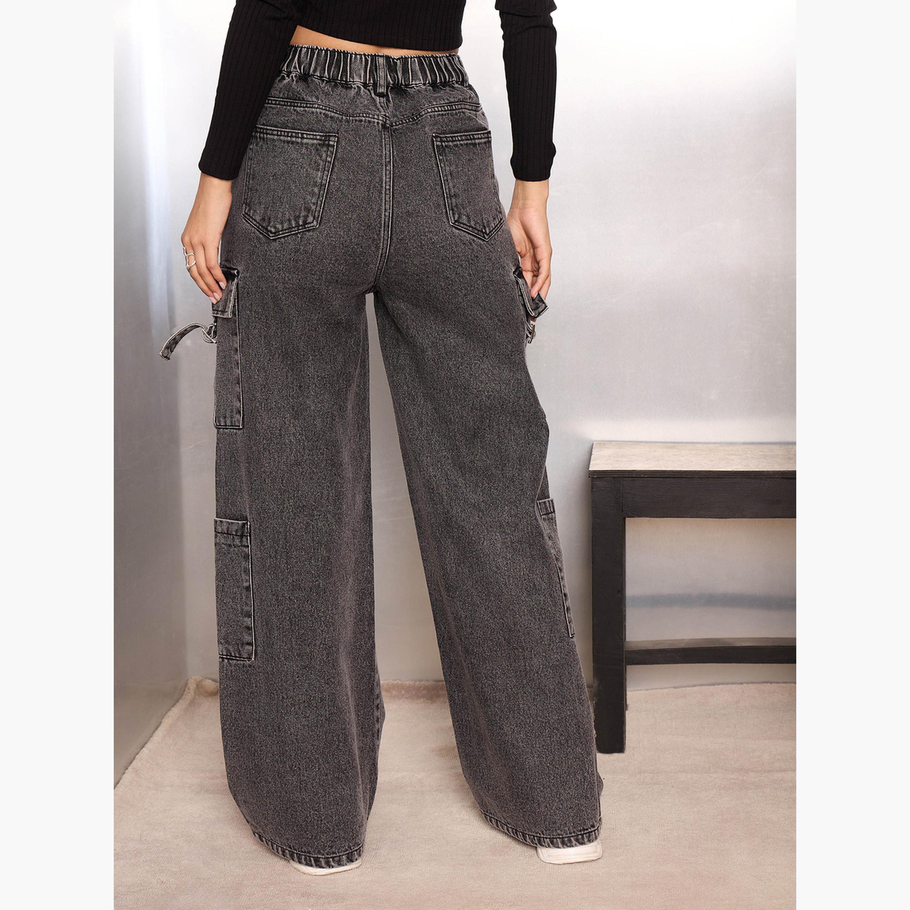 Sassafras Women Grey Washed Cargo Jeans-women-clothing-bottoms-jeans-image-5