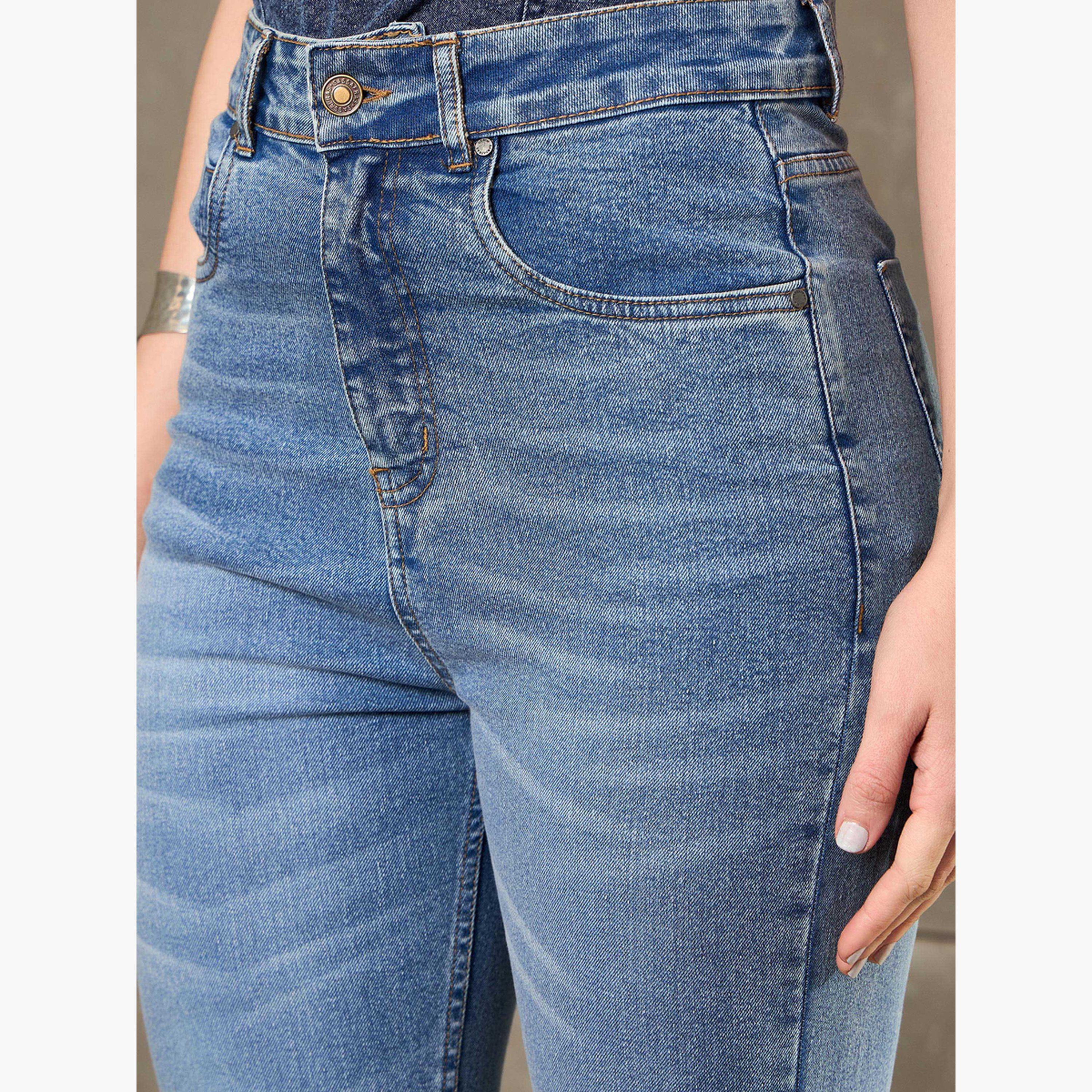 ساسافراس - بنطال جينز أزرق بقصّة عند الركبة وأسفل الجرس-women-clothing-bottoms-jeans-image-4