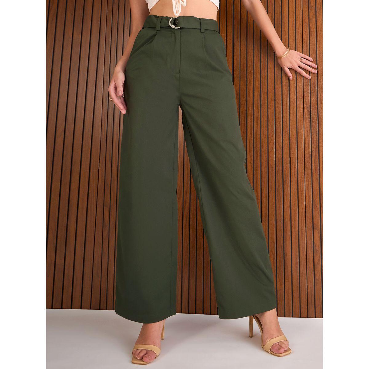 Sassafras Belted Front Pleated Straight Fit Pants-women-clothing-bottoms-trousers-image-1