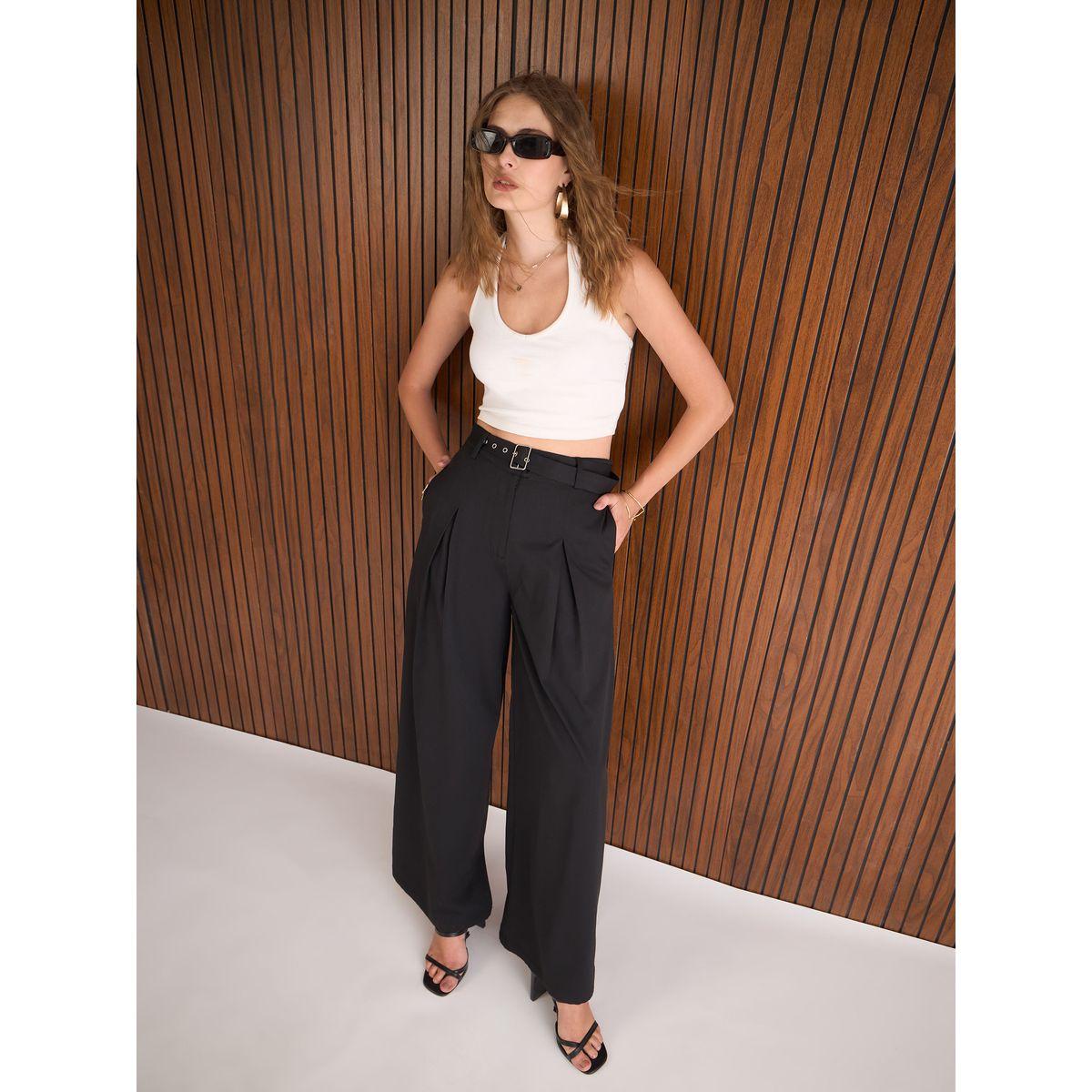 بنطال بقصة أرجل واسعة مع تفاصيل حزام-women-clothing-bottoms-trousers-image-2