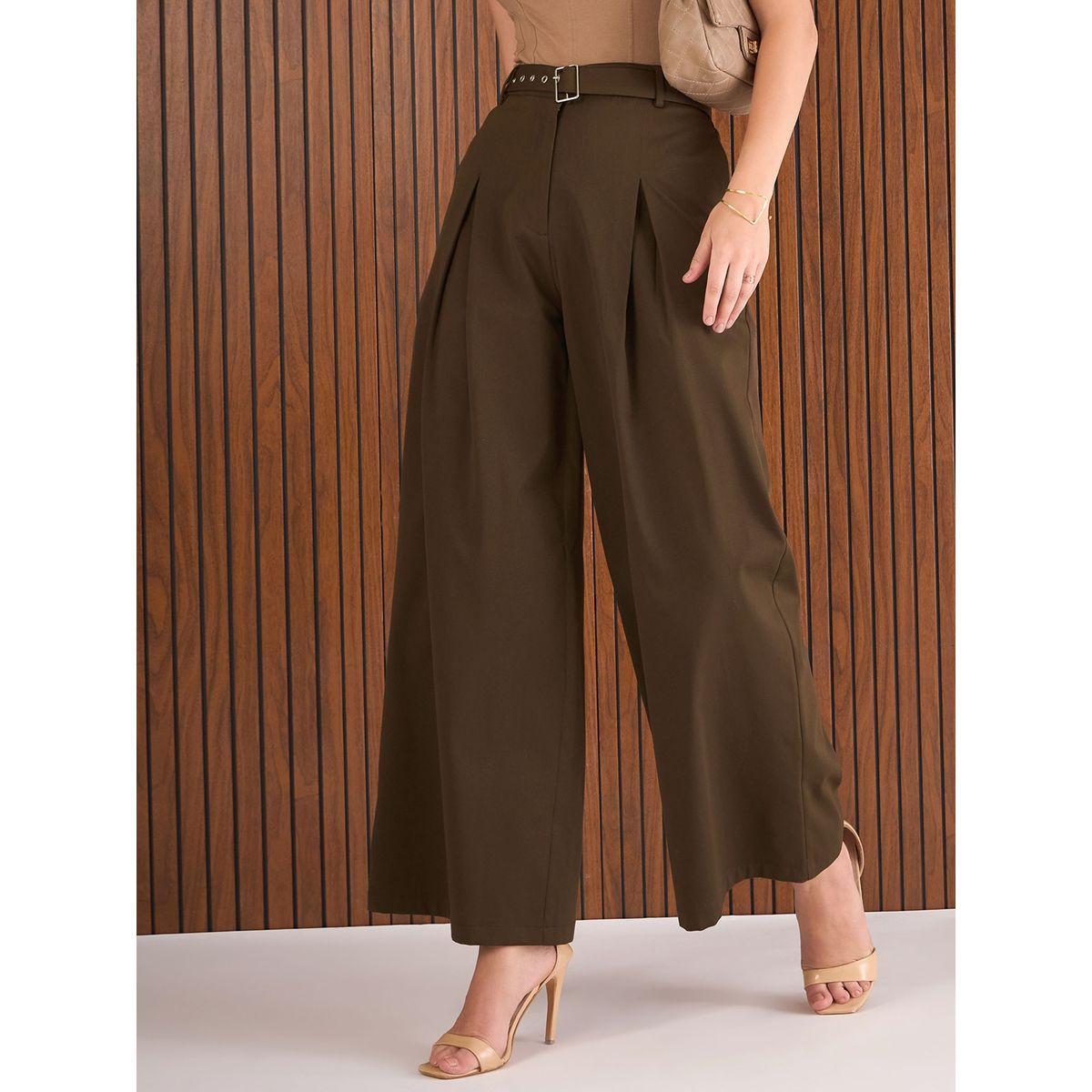 بنطال بقصة أرجل واسعة مع تفاصيل حزام-women-clothing-bottoms-trousers-image-1