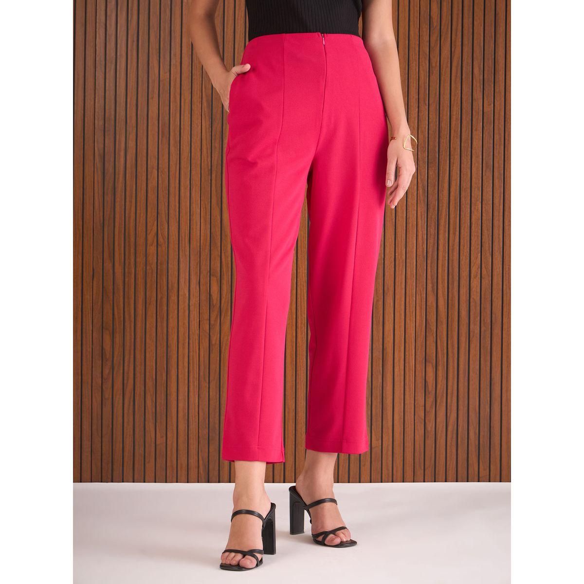 Sassafras Women Pink Front Darted High Rise Pants-women-clothing-bottoms-trousers-image-1