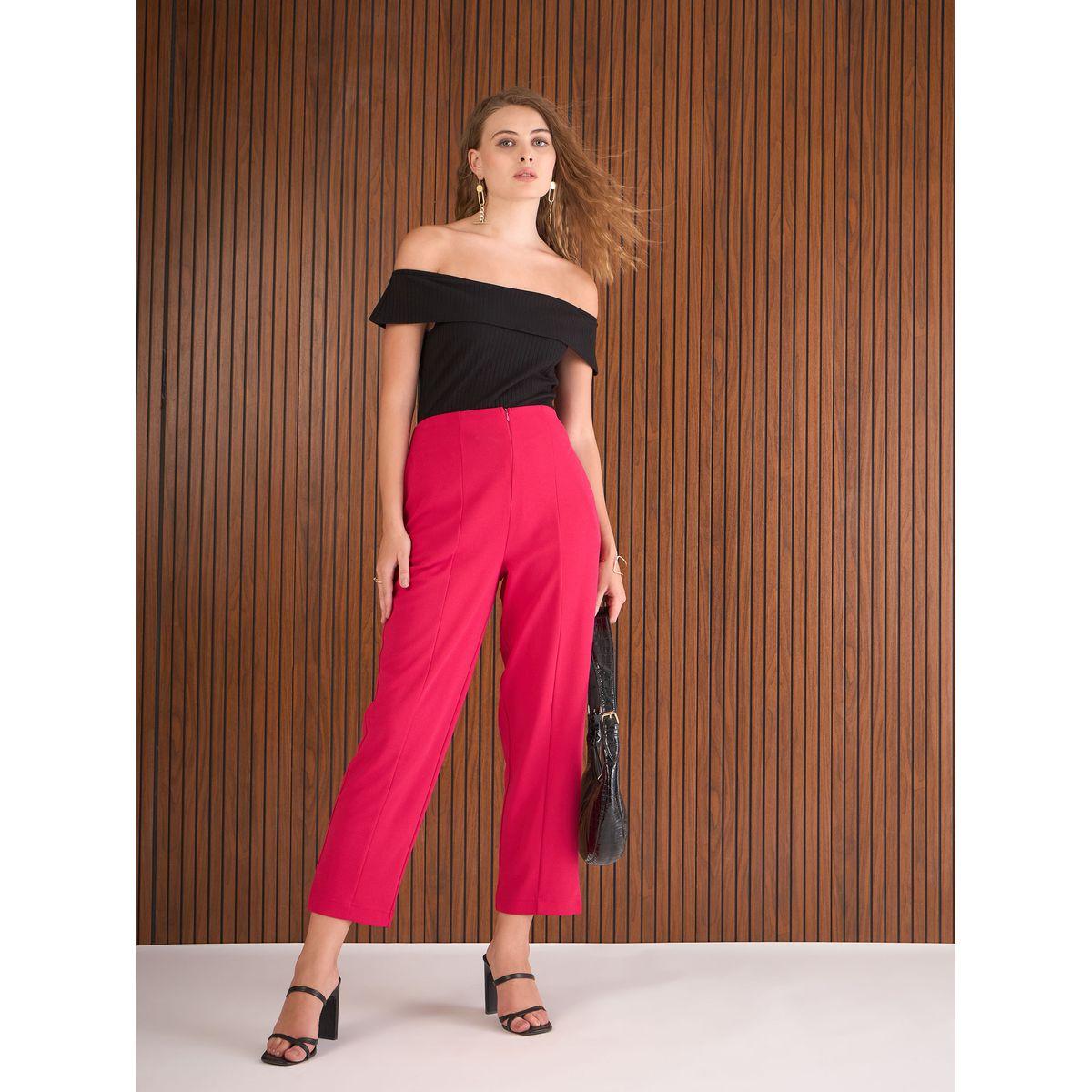 Sassafras Women Pink Front Darted High Rise Pants-women-clothing-bottoms-trousers-image-2