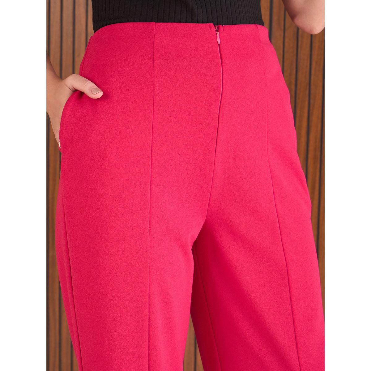 Sassafras Women Pink Front Darted High Rise Pants-women-clothing-bottoms-trousers-image-4