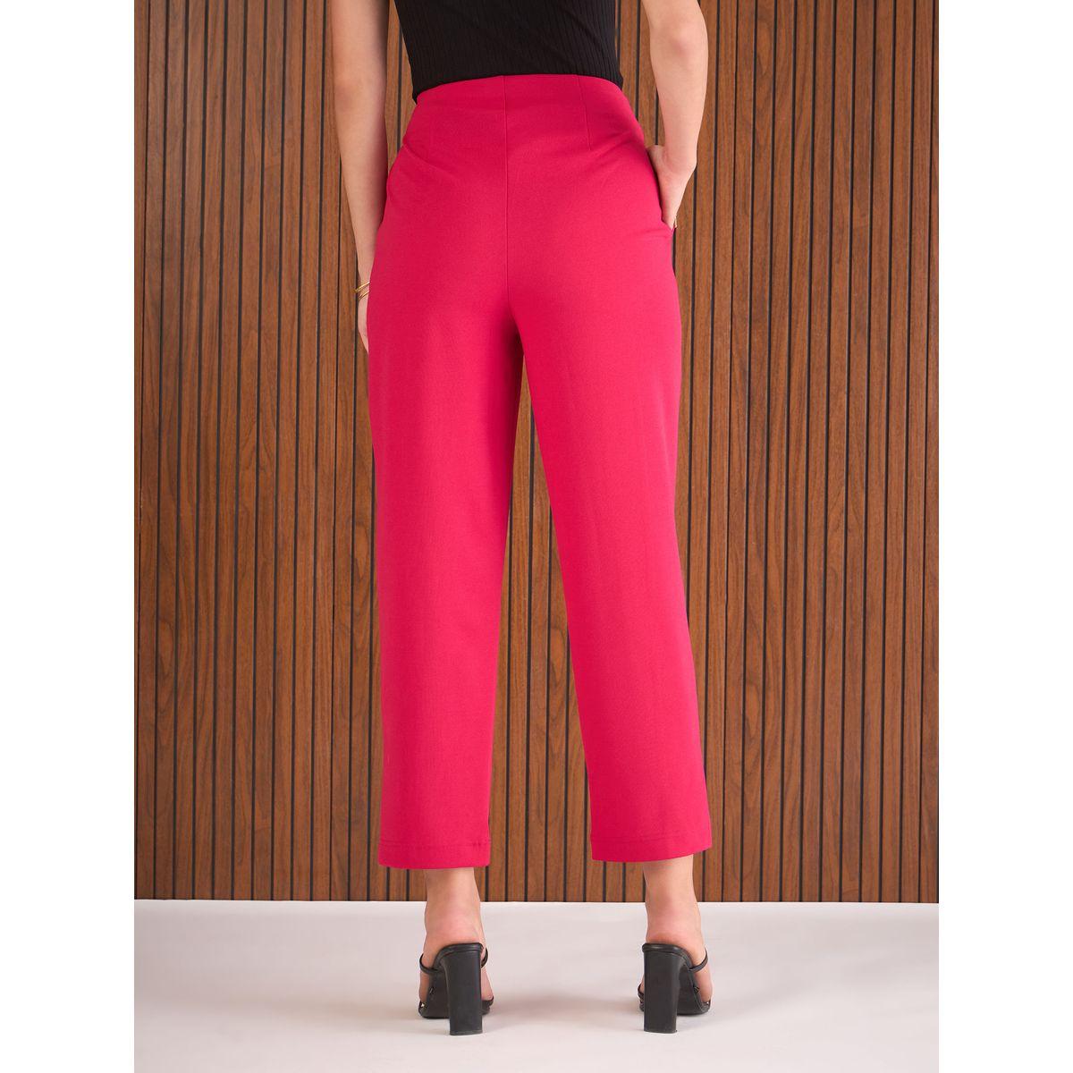 Sassafras Women Pink Front Darted High Rise Pants-women-clothing-bottoms-trousers-image-5