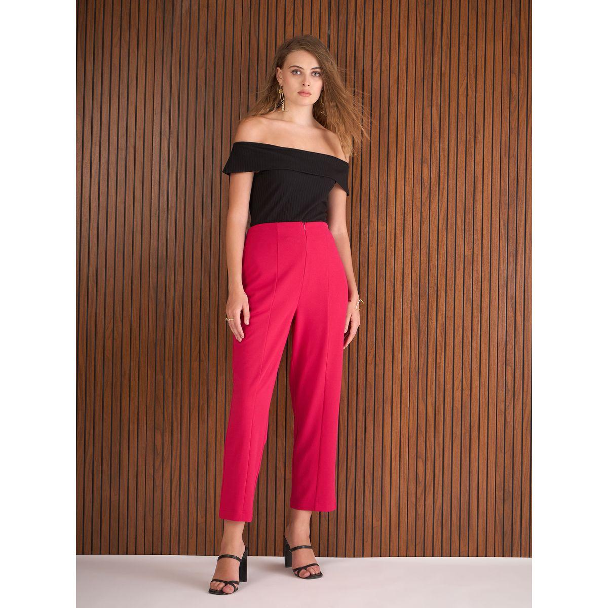 Sassafras Women Pink Front Darted High Rise Pants-women-clothing-bottoms-trousers-image-6