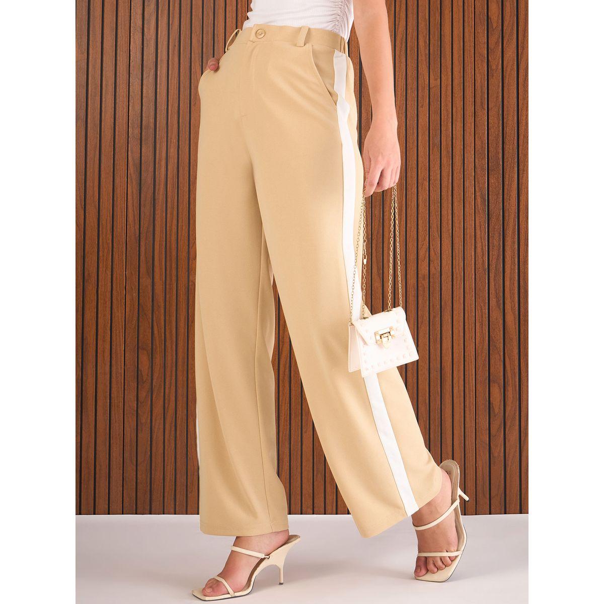 بنطال بخصر عالي مع تفاصيل شريط جانبي-women-clothing-bottoms-trousers-image-1