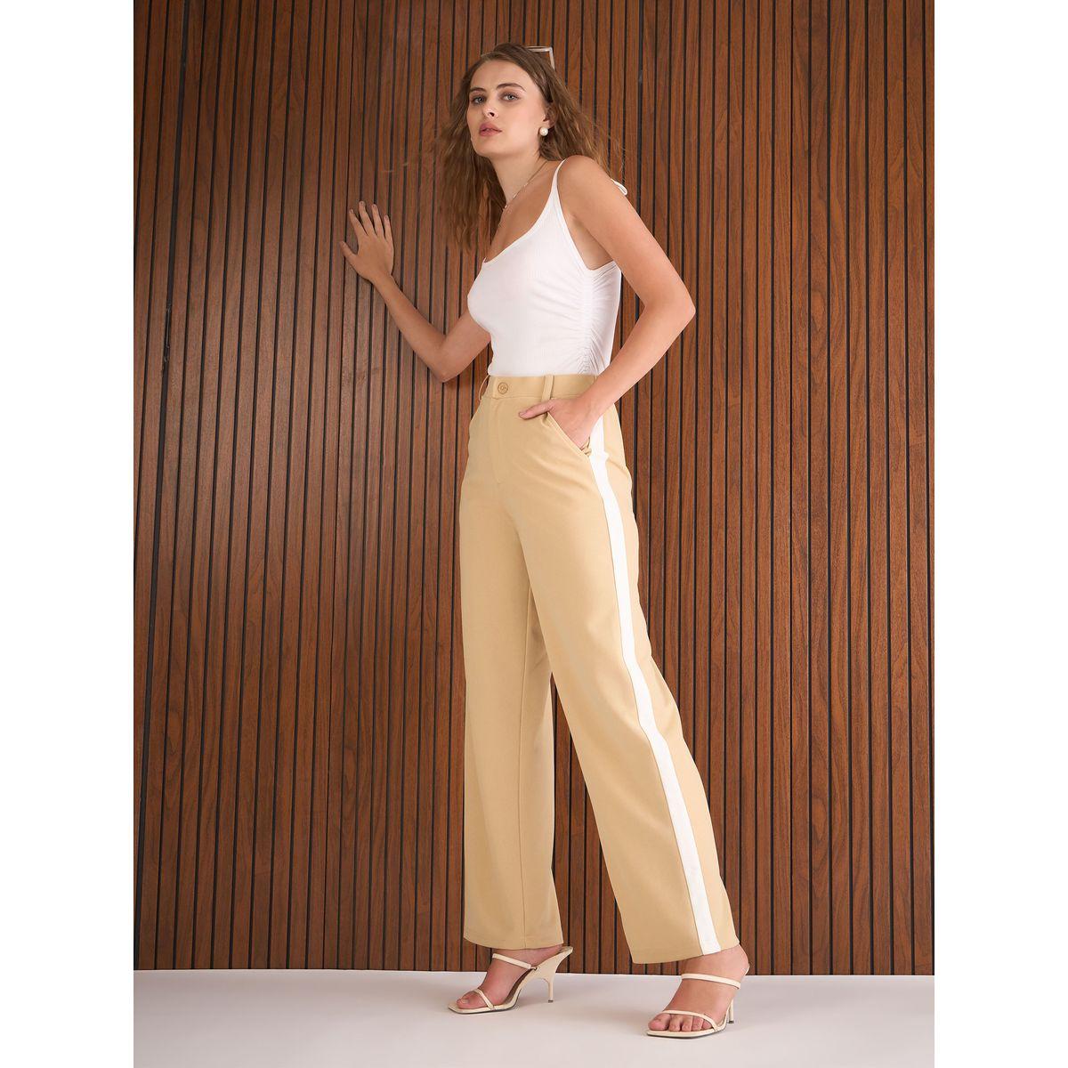 بنطال بخصر عالي مع تفاصيل شريط جانبي-women-clothing-bottoms-trousers-image-2