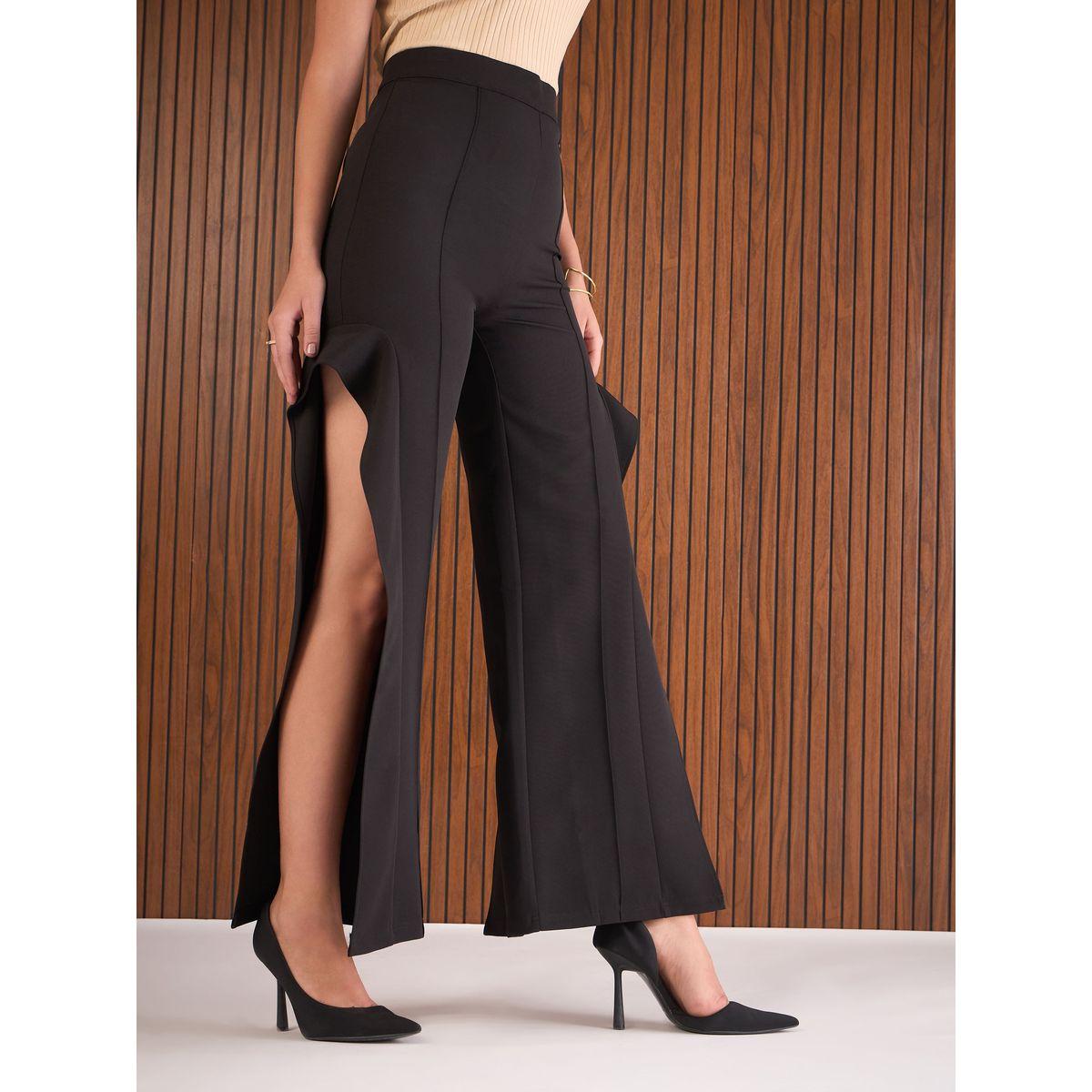بنطال بقصة أرجل مستقيمة مع تفاصيل شق جانبي-women-clothing-bottoms-trousers-image-3