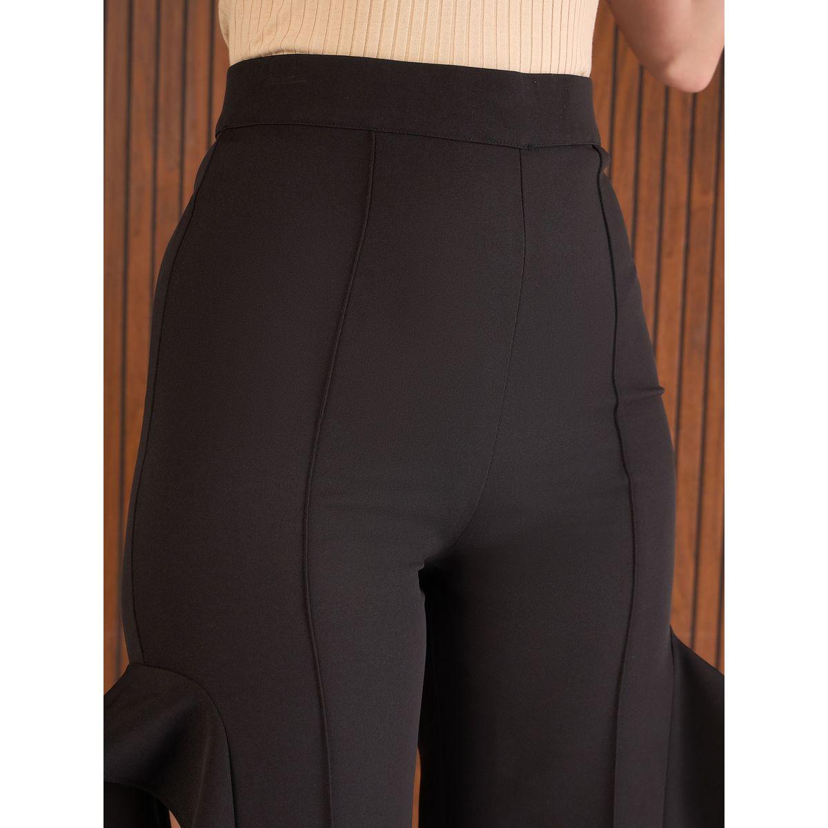 Sassafras Women Black Frill Split-Hem Trousers-women-clothing-bottoms-trousers-image-4