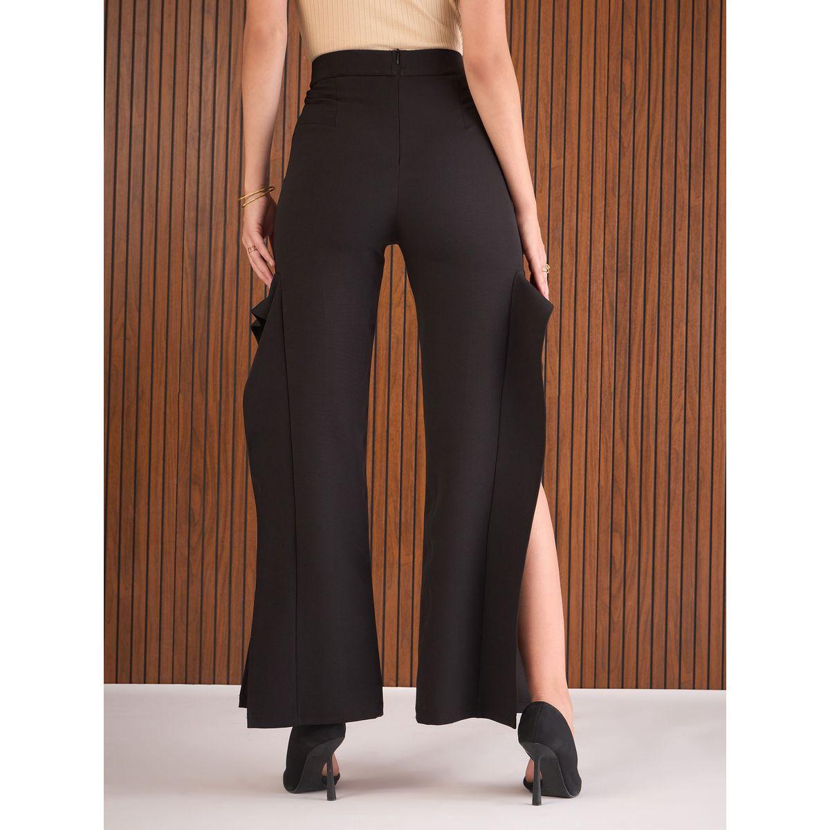 بنطال بقصة أرجل مستقيمة مع تفاصيل شق جانبي-women-clothing-bottoms-trousers-image-5