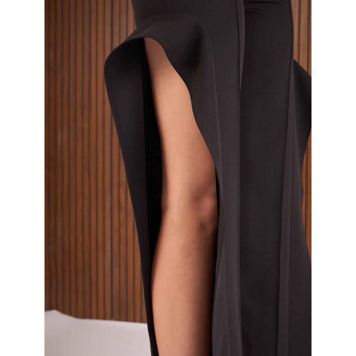 Sassafras Women Black Frill Split-Hem Trousers-women-clothing-bottoms-trousers-image-7