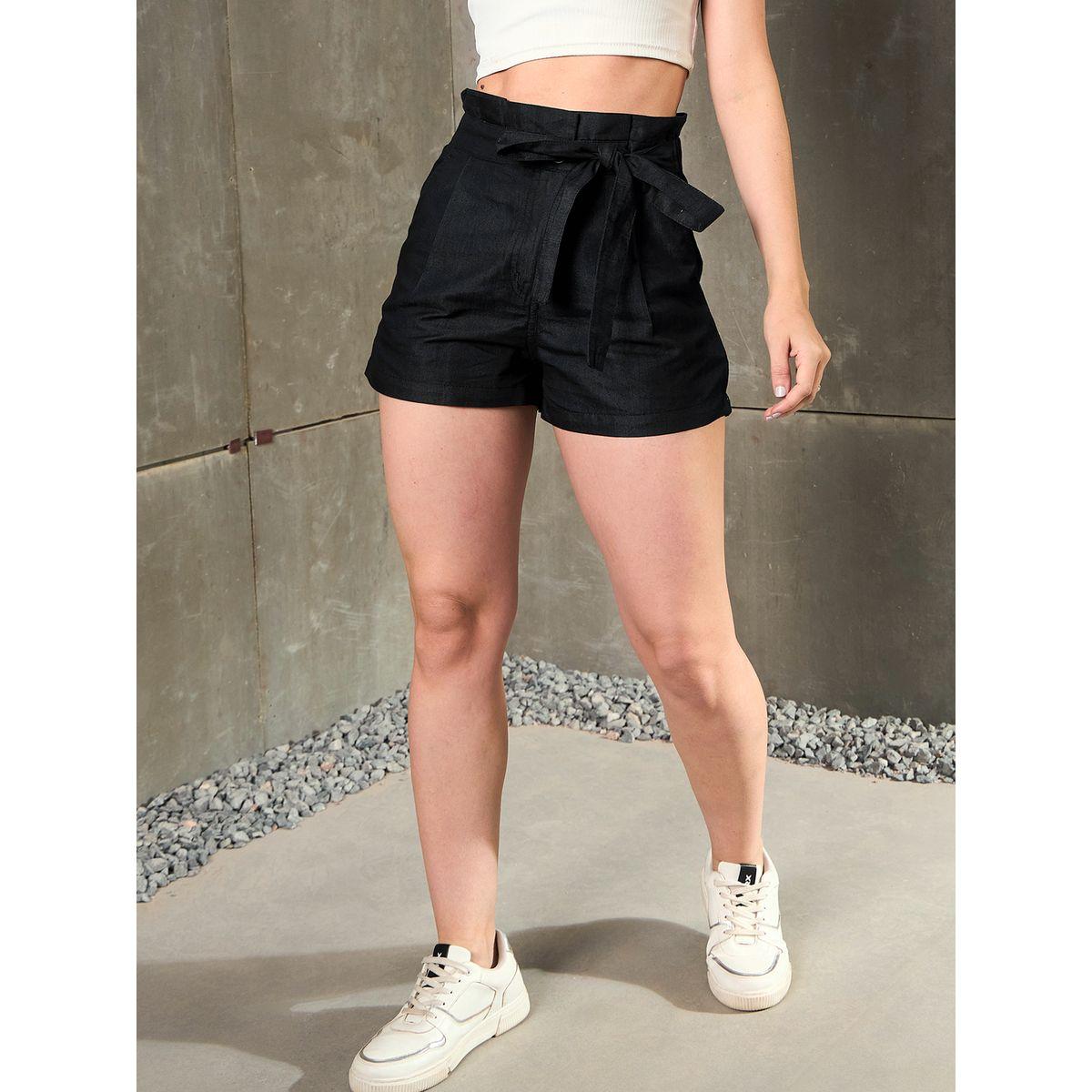 Sassafras Denim Look Tencel Waist Tie Shorts-women-clothing-bottoms-shorts-image-2
