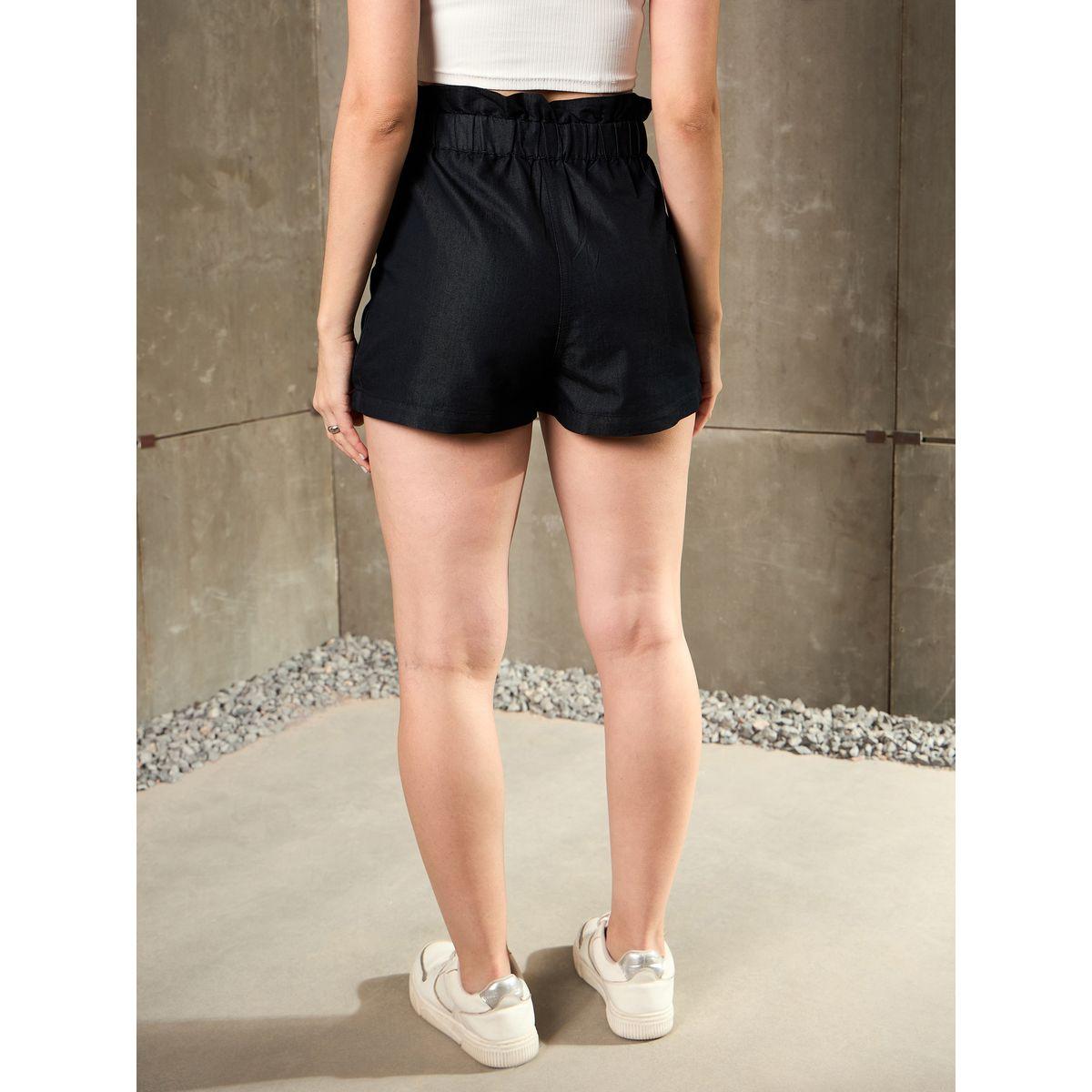 Sassafras Denim Look Tencel Waist Tie Shorts-women-clothing-bottoms-shorts-image-5