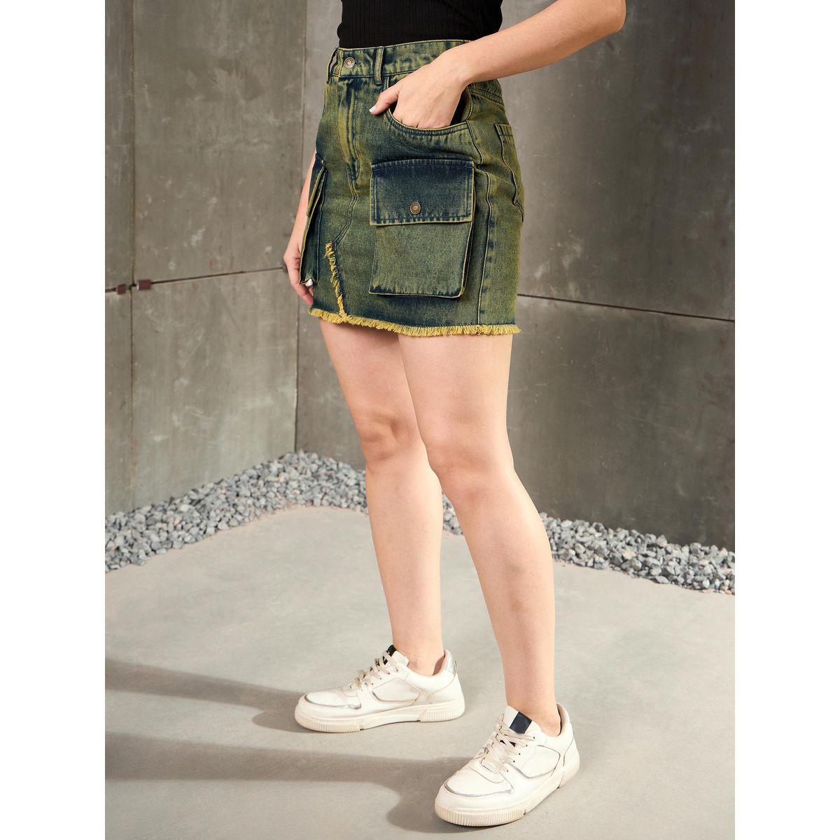 تنورة قصيرة بنسيج دنيم مع تفاصيل شراشيب-women-clothing-bottoms-skirts-image-3