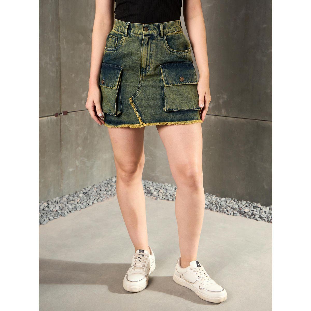 تنورة قصيرة بنسيج دنيم مع تفاصيل شراشيب-women-clothing-bottoms-skirts-image-6