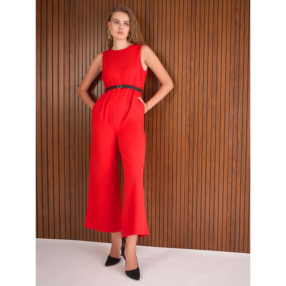 جمبسوت بقصة أرجل مستقيمة مع حزام خصر-women-clothing-jumpsuits-image-1