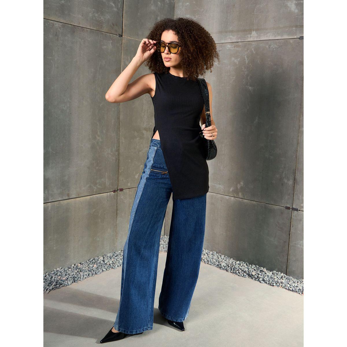 Sassafras Black Ribbed Sleeveless Side Slit Top-women-clothing-shirtsandblouses-blouses-image-2