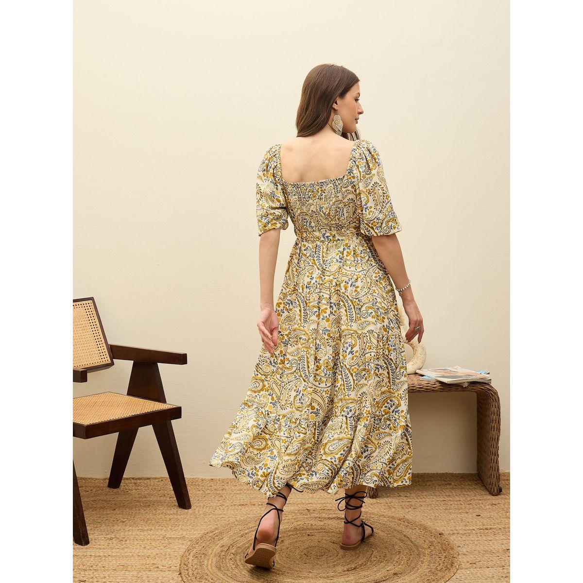 فستان طويل بطبعة بيزلي مع تفاصيل حزام-women-clothing-dresses-image-5
