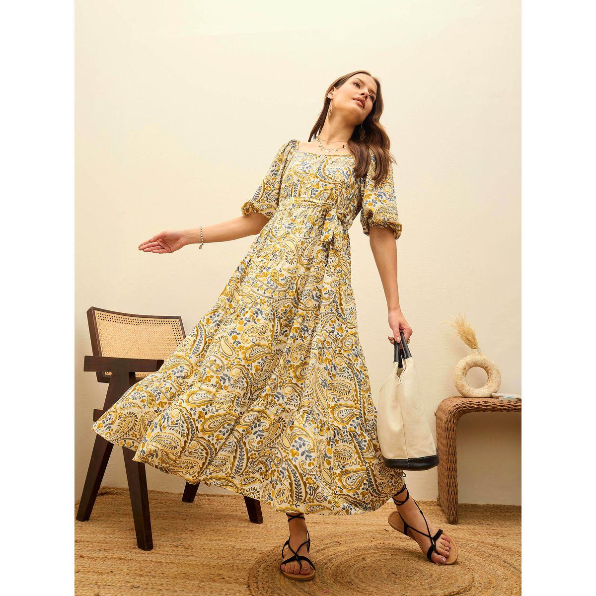Sassafras Beige Paisley Print Belted Maxi Dress-women-clothing-dresses-image-6