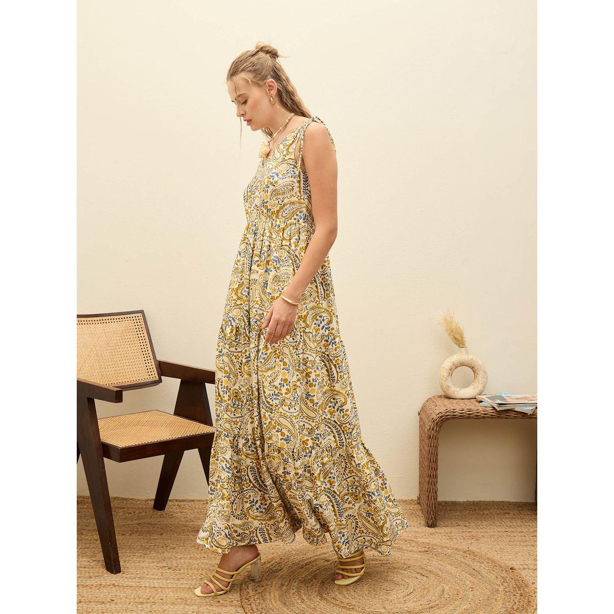 فستان طويل بطبعة بيزلي مع كسرات-women-clothing-dresses-image-3
