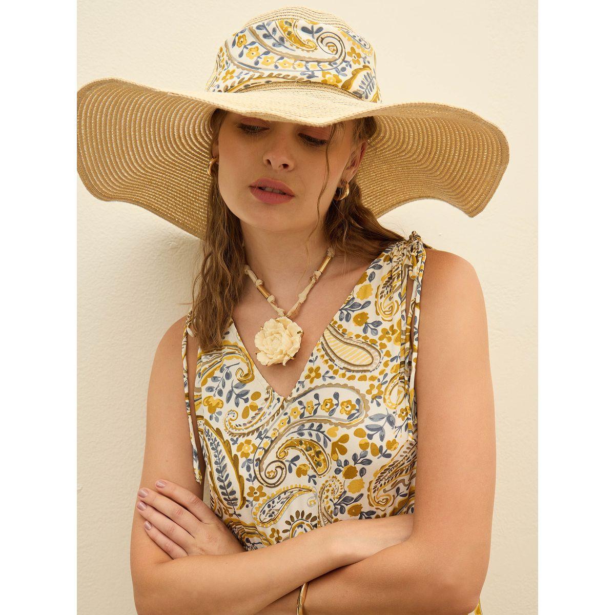 Sassafras Beige Paisley Print V Neck Tiered Maxi Dress-women-clothing-dresses-image-4
