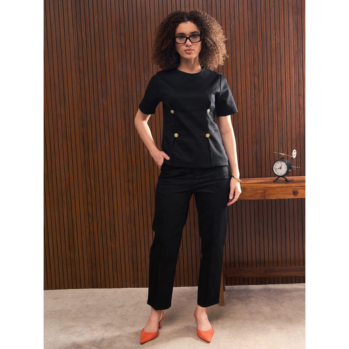 بنطال سادة بتفاصيل جيوب جانبية-women-clothing-bottoms-trousers-image-2
